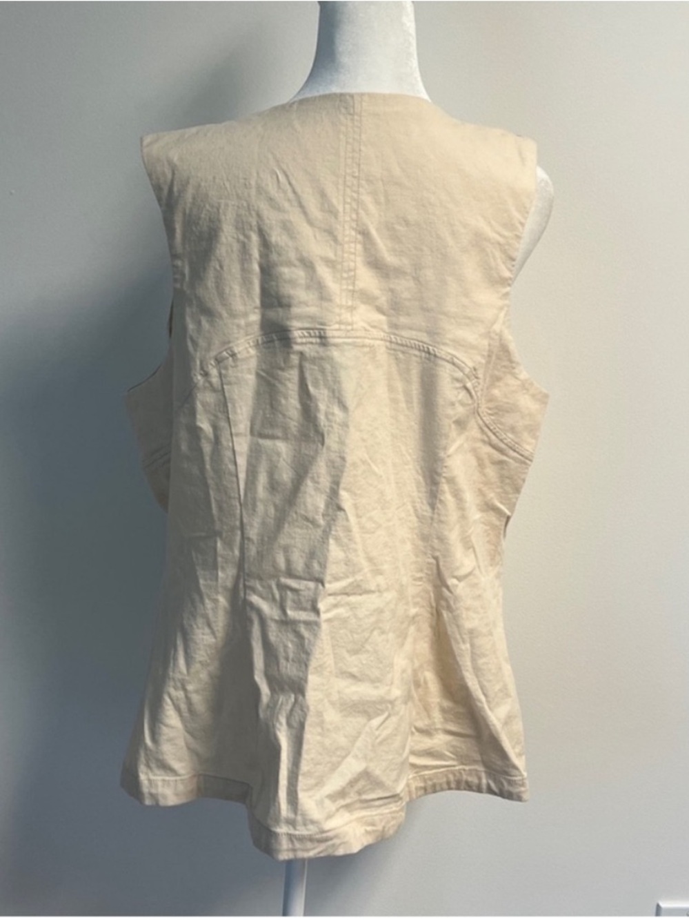 Anthropologie Cream Linen-Blend Sleeveless Button-Front Top XL - Picture 3 of 7